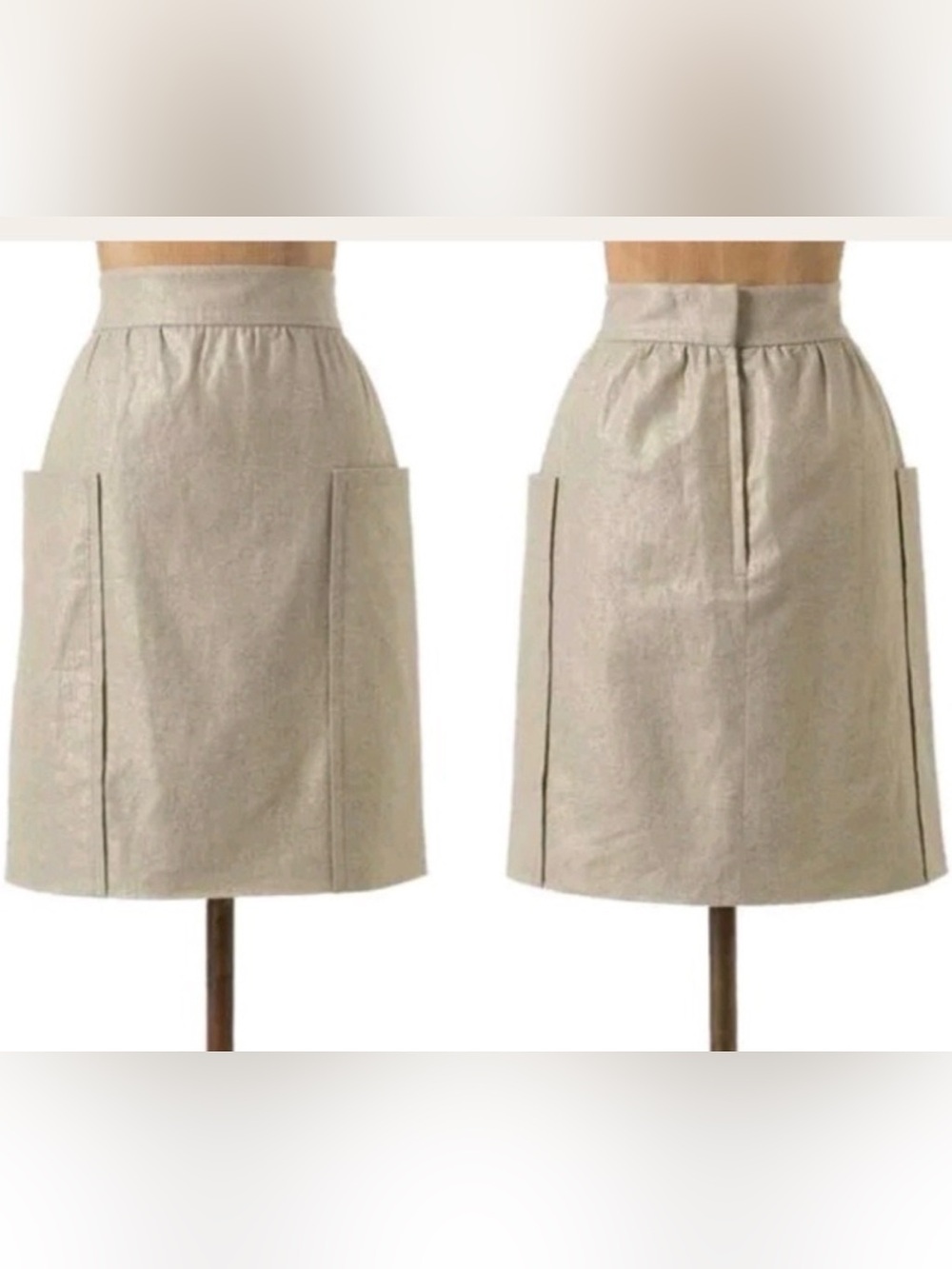 Cartonnier Textured Linen Blend Skirt | Neutral Chic Pocket Anthropologie - Picture 5 of 10